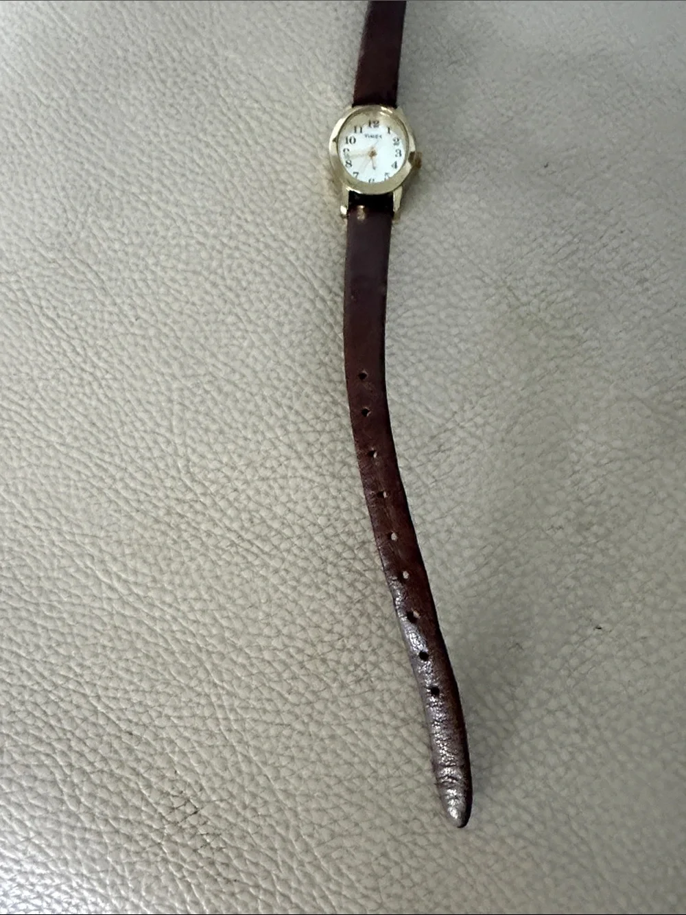 Timex Women's Gold-Tone Case with Dark Brown Leather Strap Watch